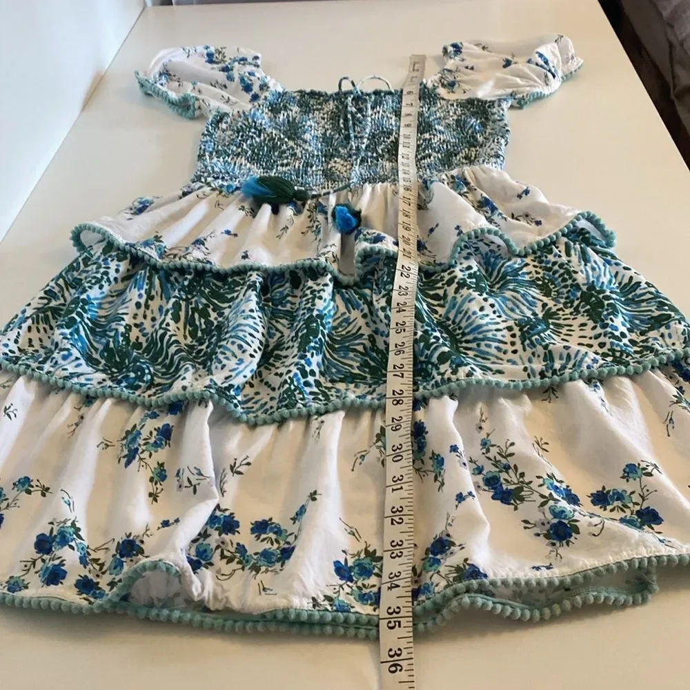Teal & White Margaux Riviera Layered Mini Dress Size Small - Picture 15 of 15